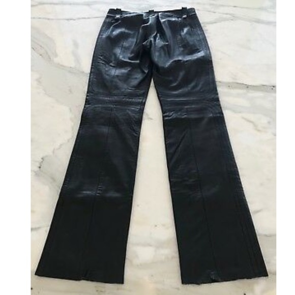 DKNY BLACK LEATHER BIKER STITCHING PANTS SIZE US 6 - Picture 6 of 16